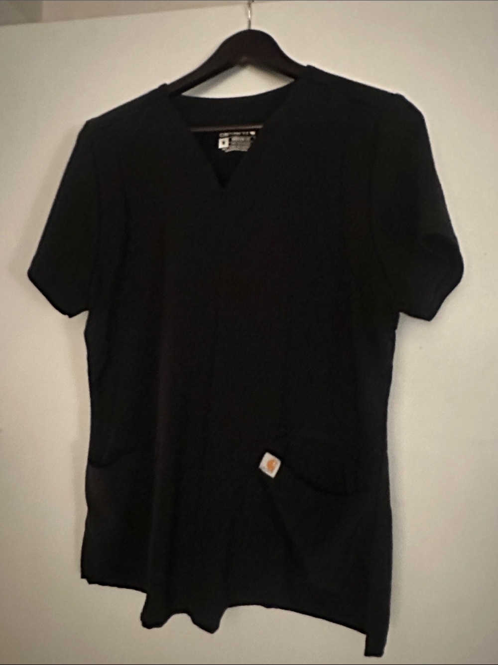 Carhartt Black V-Neck Scrub Top with Front Pockets